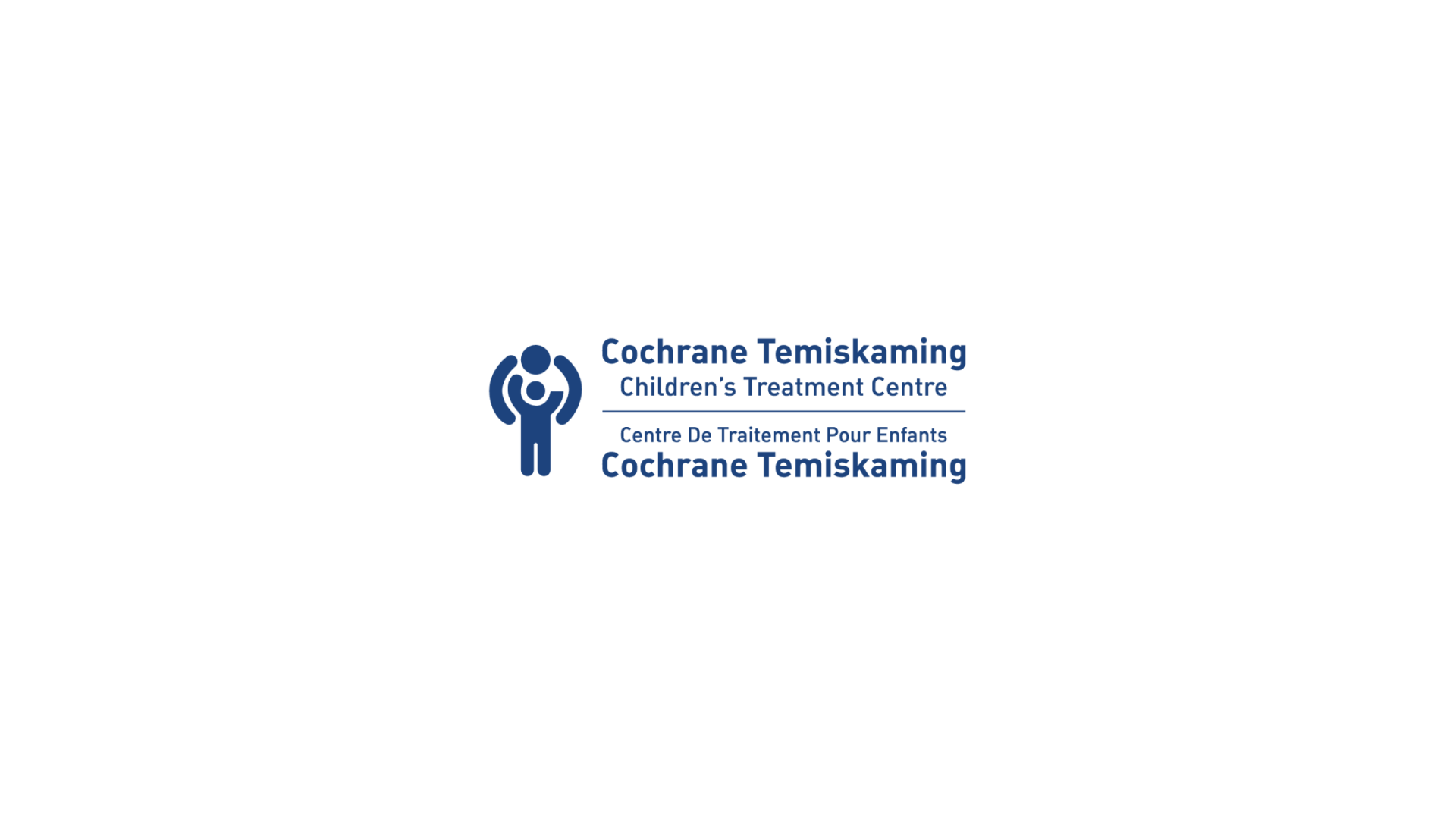 Timmins Care Logo of the Cochrane Temiskaming Children's Treatment Centre with text in English and French alongside an icon of an adult lifting a child. Cochrane District Social Services Administration Board