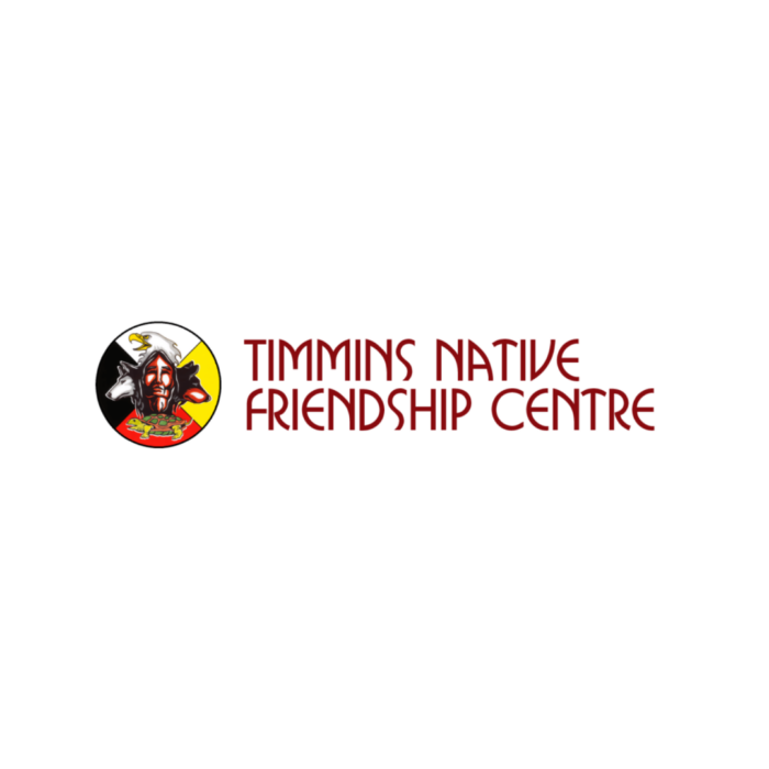 Timmins Care Logo of Timmins Native Friendship Centre featuring a circular emblem with a native illustration on the left and the name of the center in red text to the right. Cochrane District Social Services Administration Board