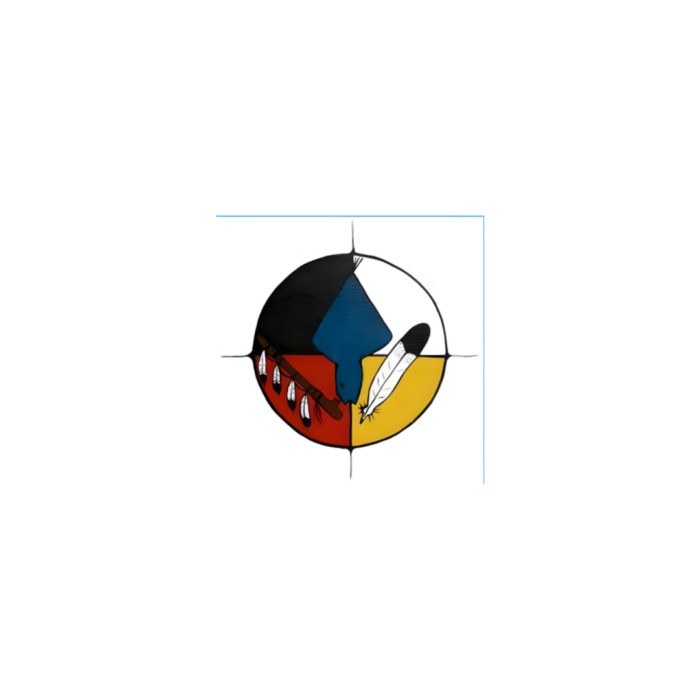 Timmins Care A circular emblem divided into four colored sections (black, blue, red, and yellow) with geometric shapes in each segment. The emblem is centered on a white background with faint crosshairs. Cochrane District Social Services Administration Board