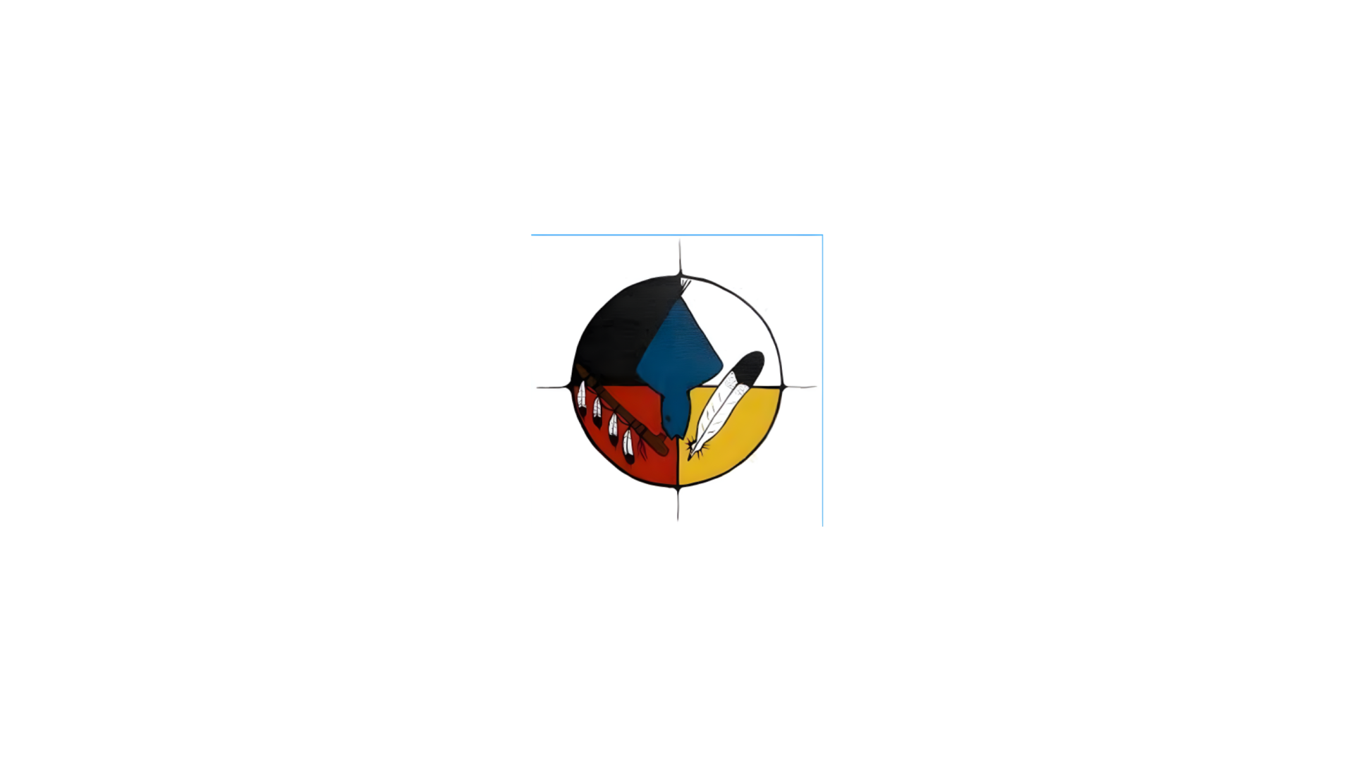 Timmins Care A circular emblem divided into four colored sections (black, blue, red, and yellow) with geometric shapes in each segment. The emblem is centered on a white background with faint crosshairs. Cochrane District Social Services Administration Board