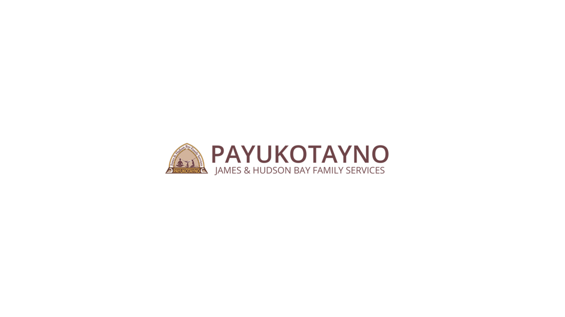 Timmins Care Logo for "Payukotayno: James & Hudson Bay Family Services" with an emblem depicting a house-like structure beside the text. Cochrane District Social Services Administration Board